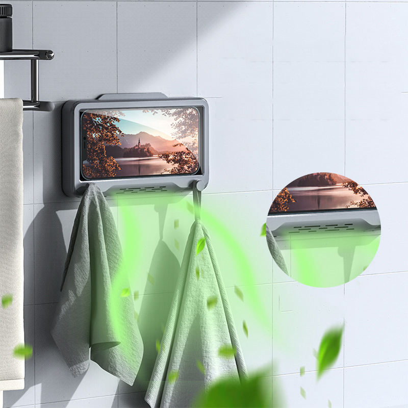 360 Degree Rotating Mobile Phone Holder Phone Stand Shower Phone Holder with Hook Waterproof Cover