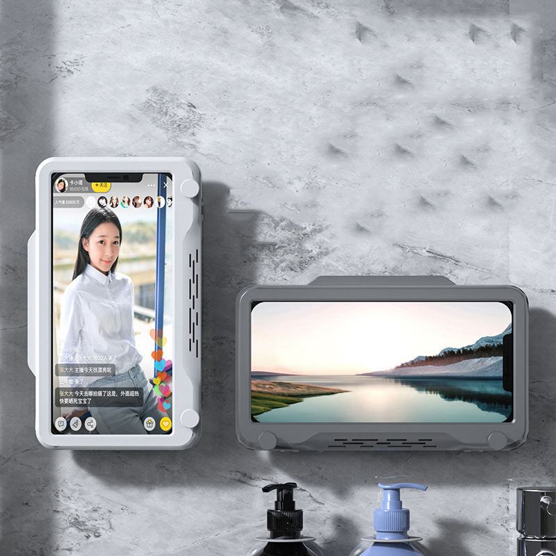 360 Degree Rotating Mobile Phone Holder Phone Stand Shower Phone Holder with Hook Waterproof Cover
