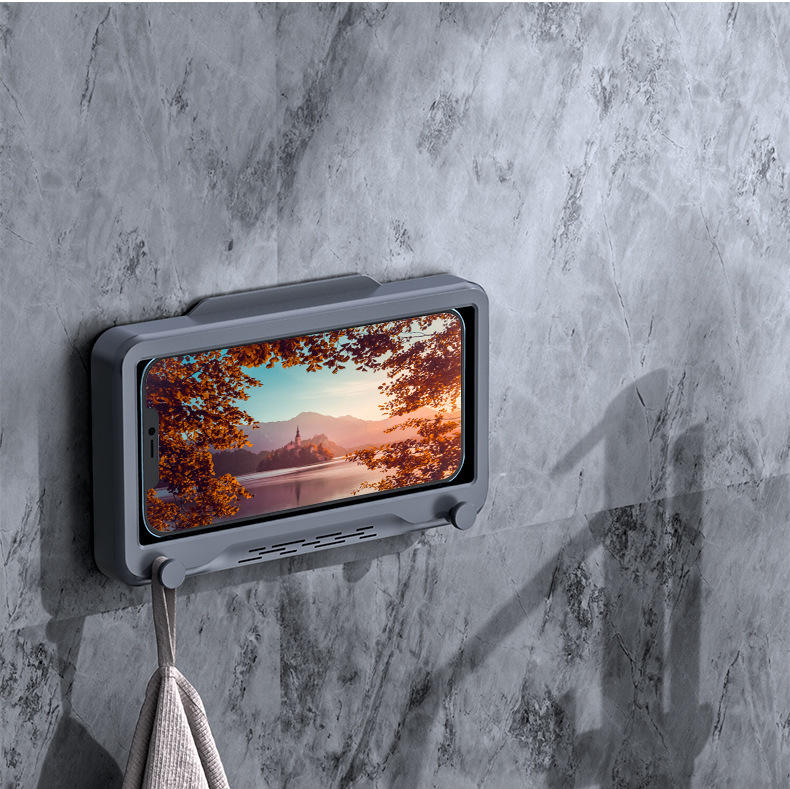 360 Degree Rotating Mobile Phone Holder Phone Stand Shower Phone Holder with Hook Waterproof Cover